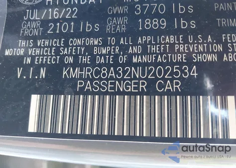 2022 Hyundai Venue Limited z USA, uszkodzony, nr VIN KMHRC8A32NU202534